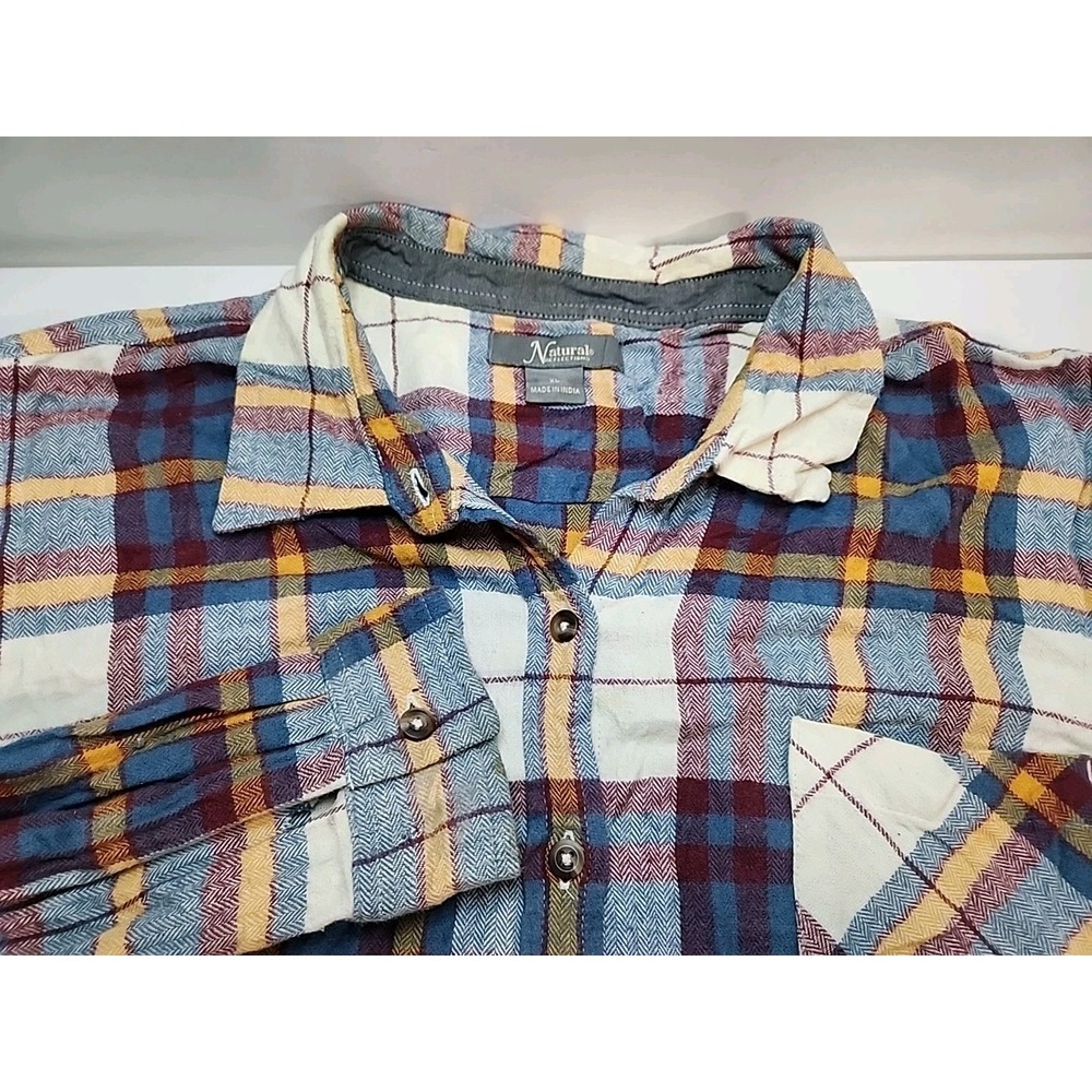 Natural Reflections Womens XL Plaid Flannel Button Up Long Sleeve Shirt Multi